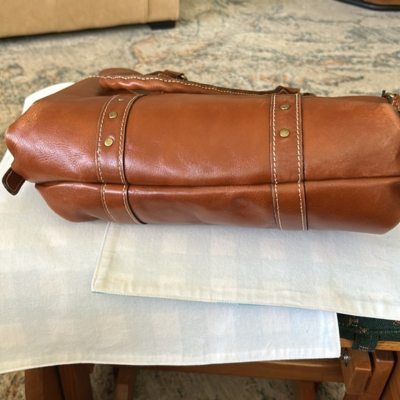 Patricia Nash all leather lined in suede bag 11 x 13 brown unique handle - Picture 6 of 9